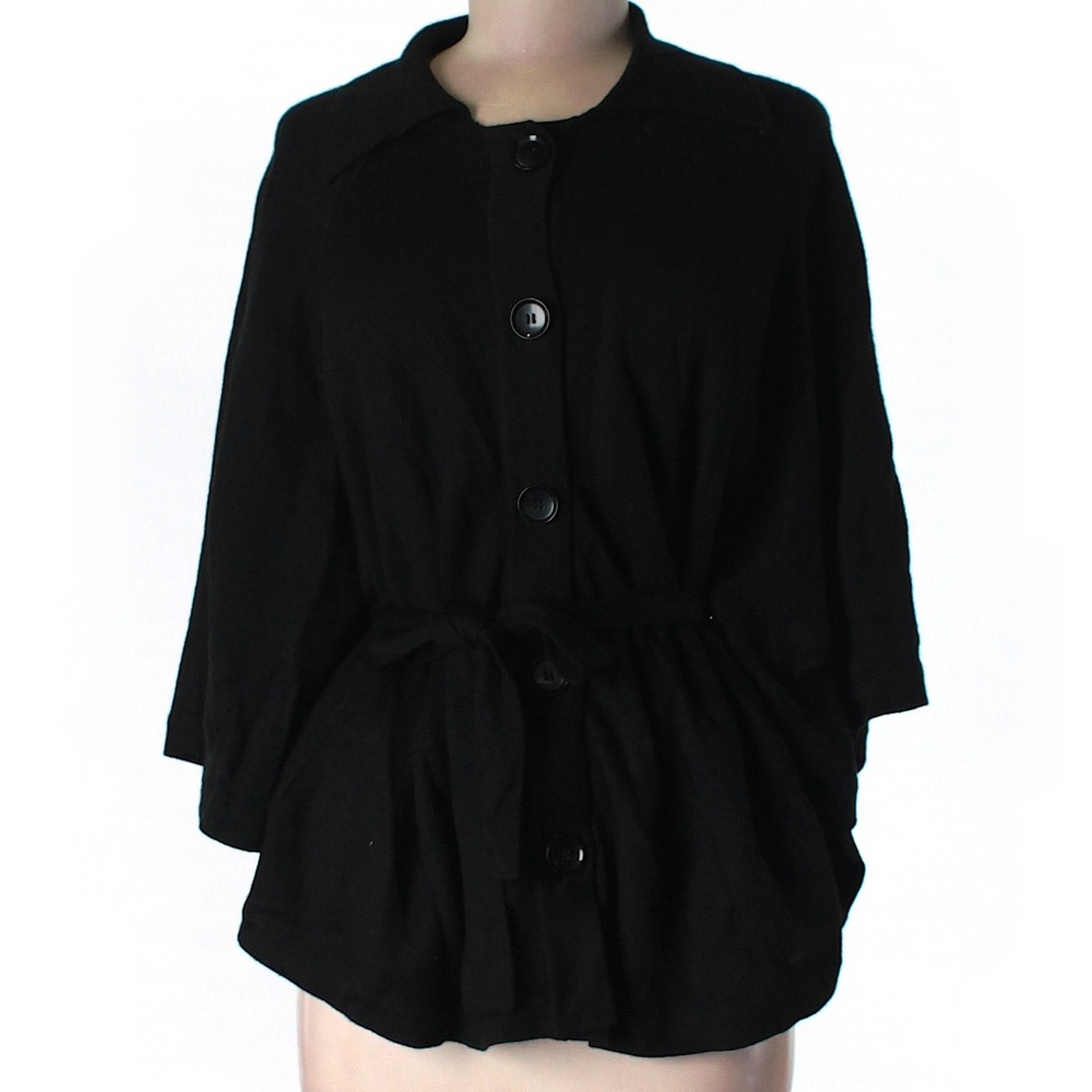 Ann Taylor Loft Solid Black Cardigan Cape